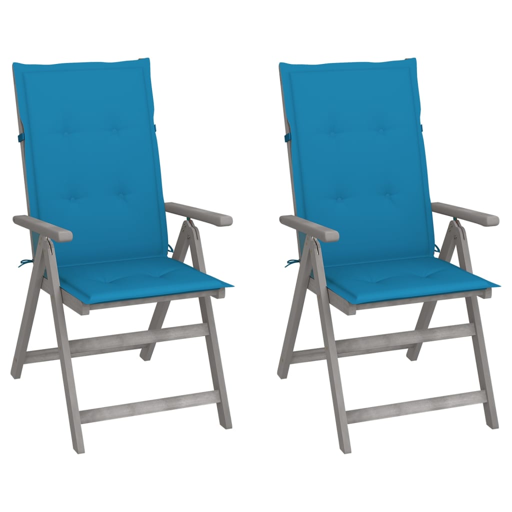 foto del prodotto sedie da giardino reclinabili 2 pz con cuscini massello acacia cod mxl 6362