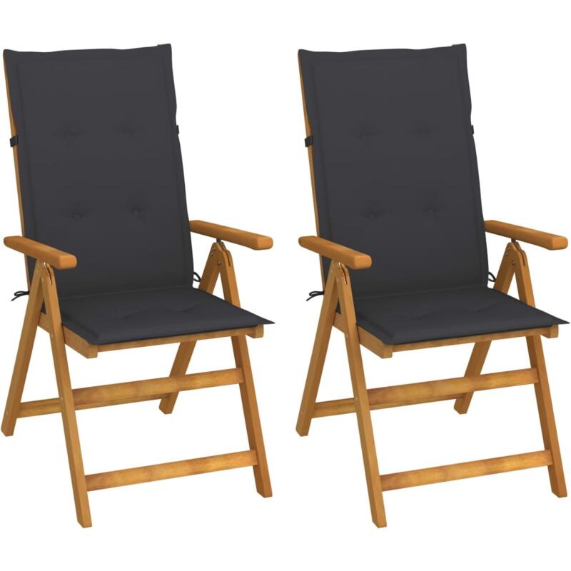foto del prodotto sedie da giardino reclinabili 2 pz con cuscini massello acacia cod mxl 8750