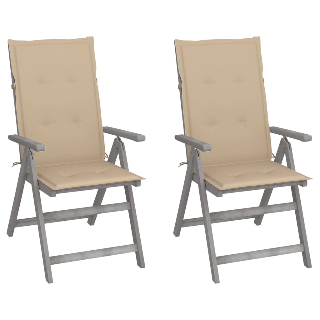 foto del prodotto sedie da giardino reclinabili 2 pz con cuscini massello acacia cod mxl 9197