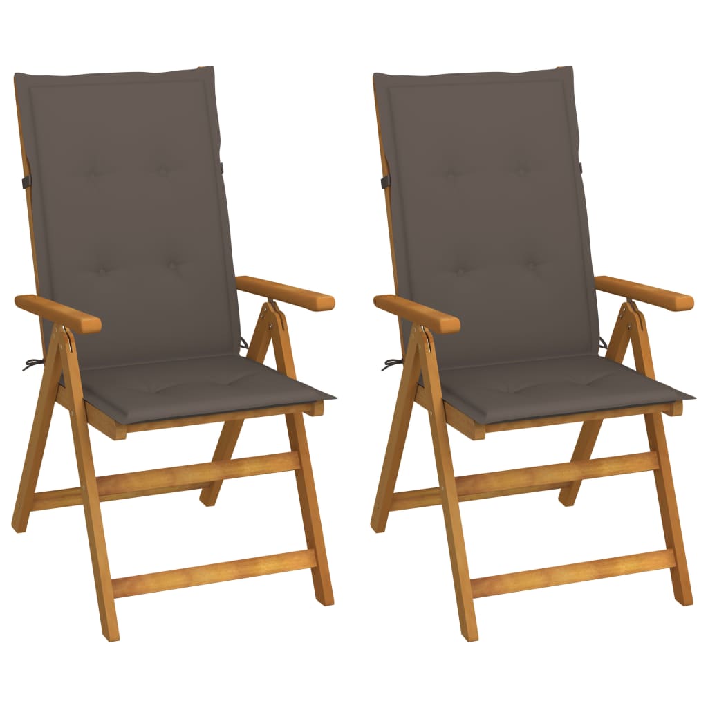 foto del prodotto sedie da giardino reclinabili 2 pz con cuscini massello acacia cod mxl 9214
