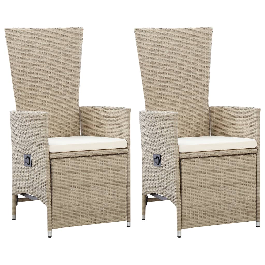 foto del prodotto sedie da giardino reclinabili 2 pz con cuscini polyrattan beige cod mxl 8200