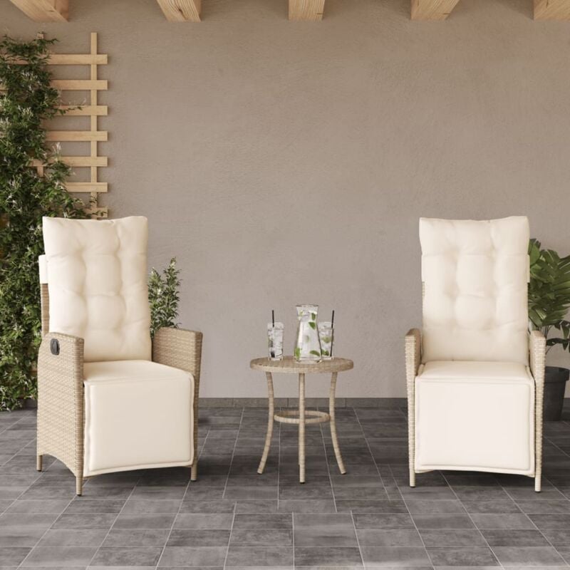 foto del prodotto sedie da giardino reclinabili 2 pz con poggiapiedi polyrattan