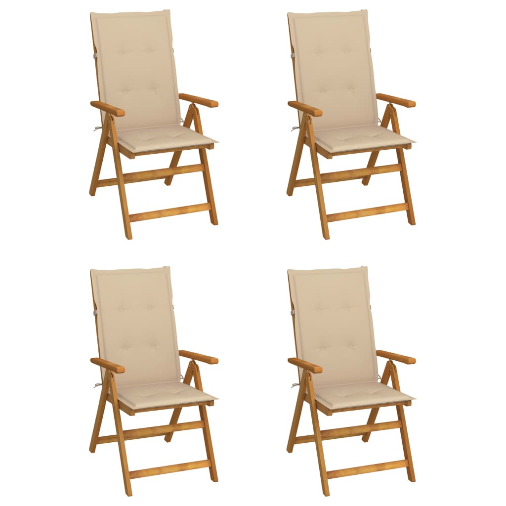 foto del prodotto sedie da giardino reclinabili 4 pz con cuscini massello acacia cod mxl 7727