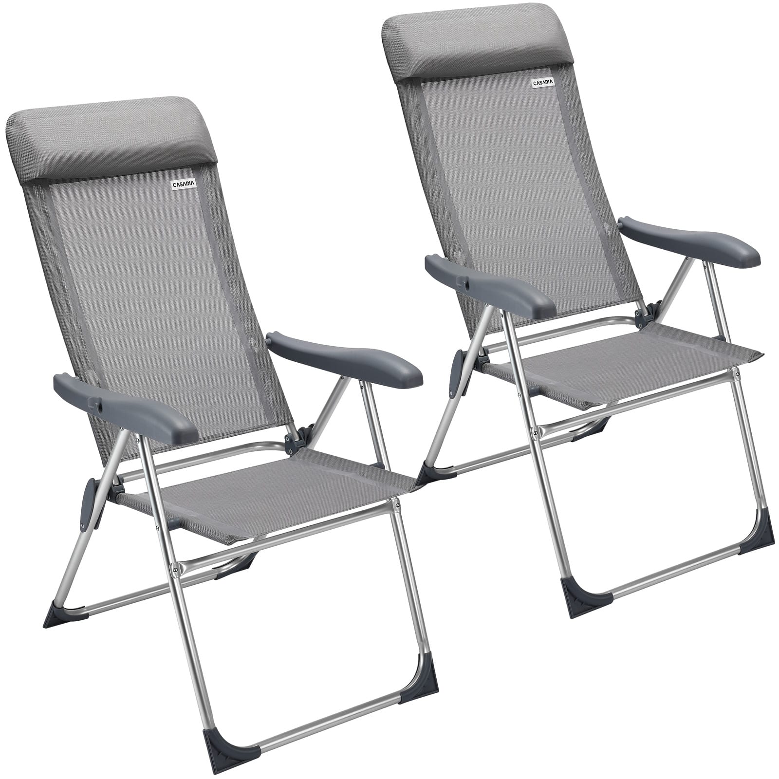 foto del prodotto sedie da giardino set 2 pz grigio pieghevoli alluminio