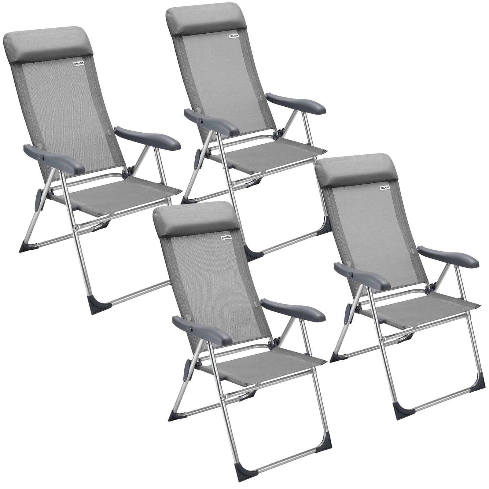 foto del prodotto sedie da giardino set 4 pz grigio 57x109cm