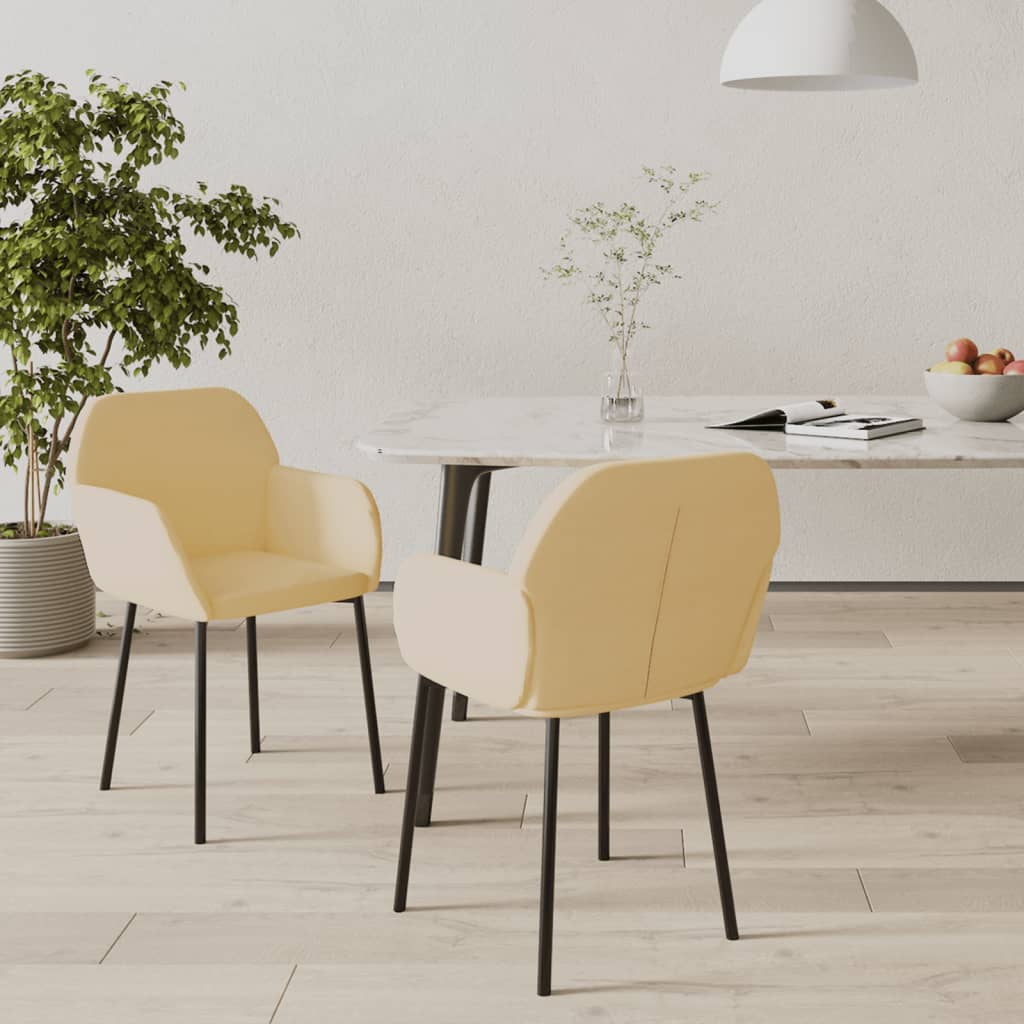 foto del prodotto sedie da pranzo 2 pz crema in velluto cod mxl 29061