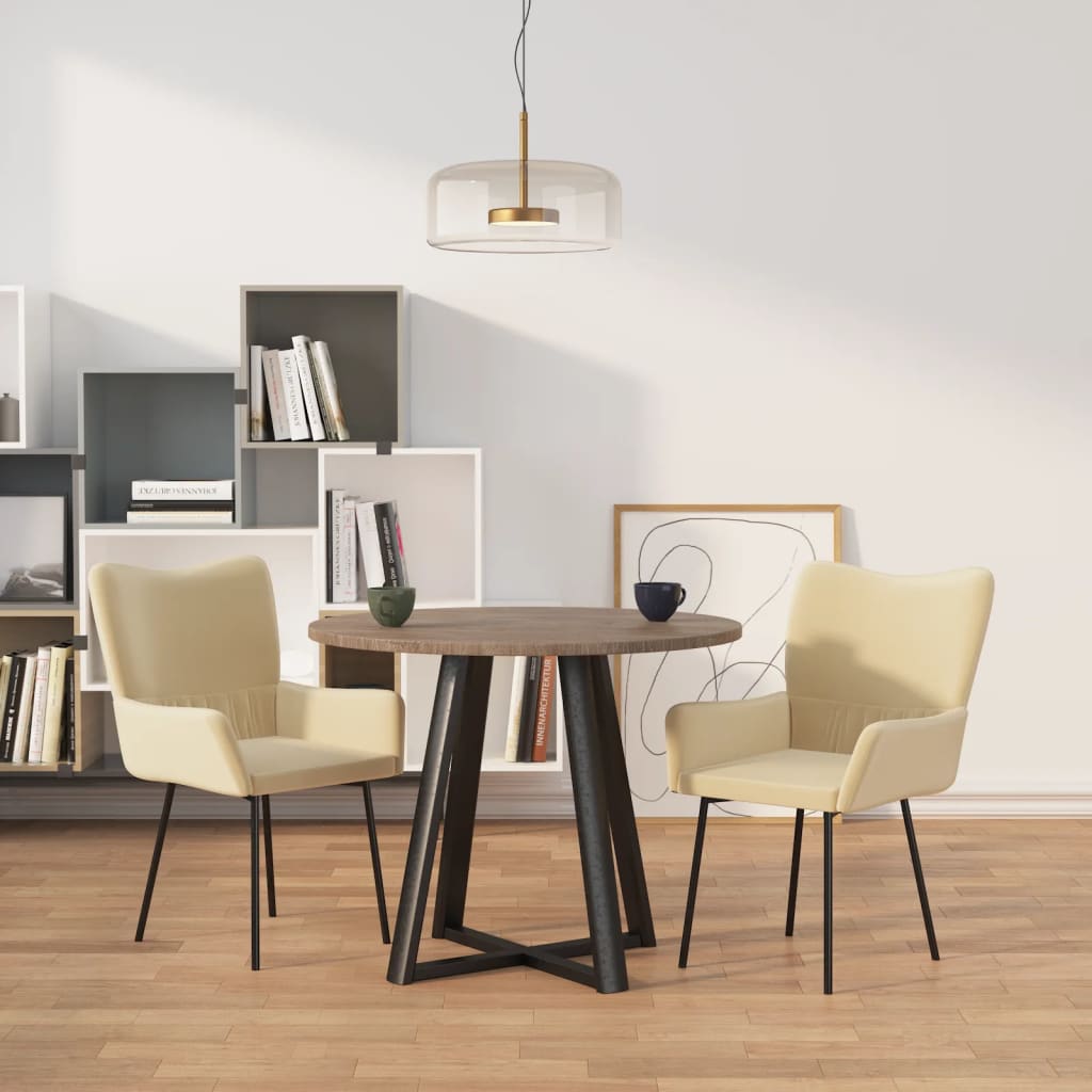 foto del prodotto sedie da pranzo 2 pz crema in velluto cod mxl 31539