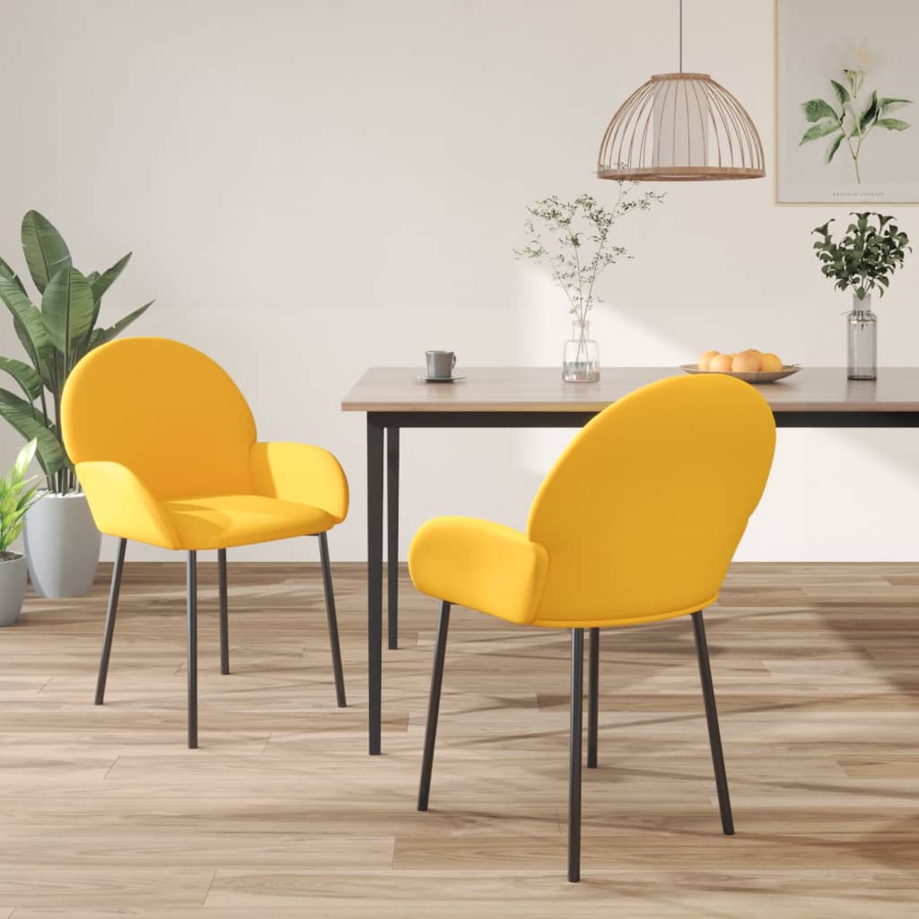 foto del prodotto sedie da pranzo 2 pz gialle in velluto cod mxl 7811