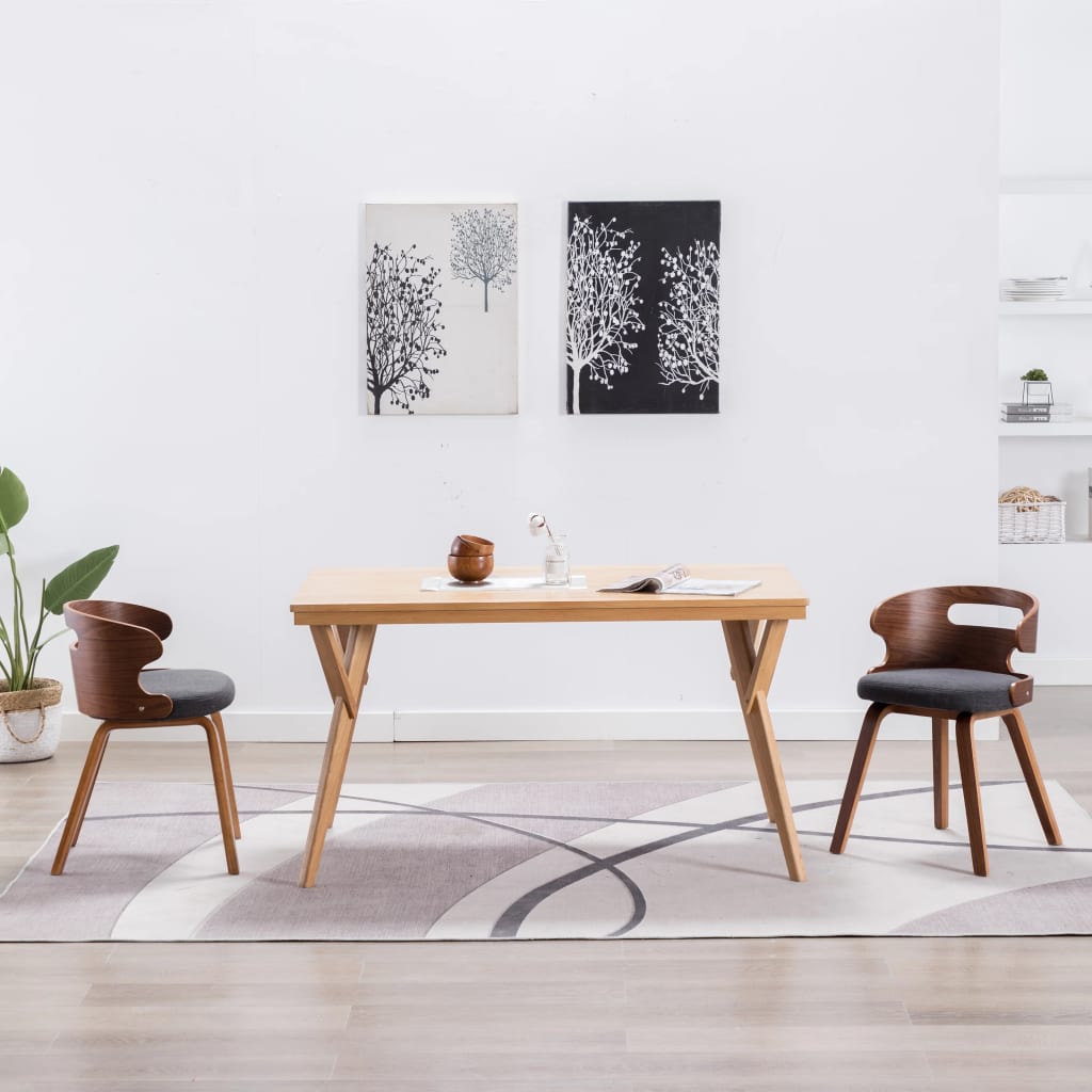foto del prodotto sedie da pranzo 2 pz grigio scuro in legno piegato e tessuto cod mxl 10483