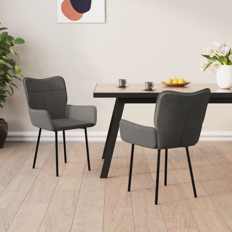 foto del prodotto sedie da pranzo 2 pz grigio scuro in velluto vidaxl