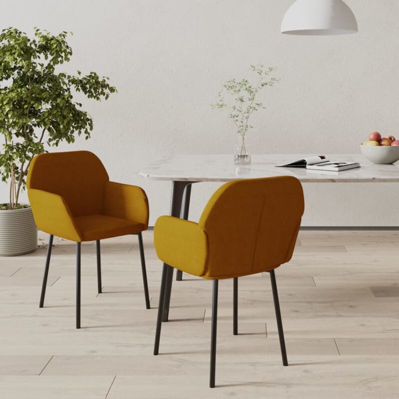 foto del prodotto sedie da pranzo 2 pz marroni in velluto cod mxl 18250