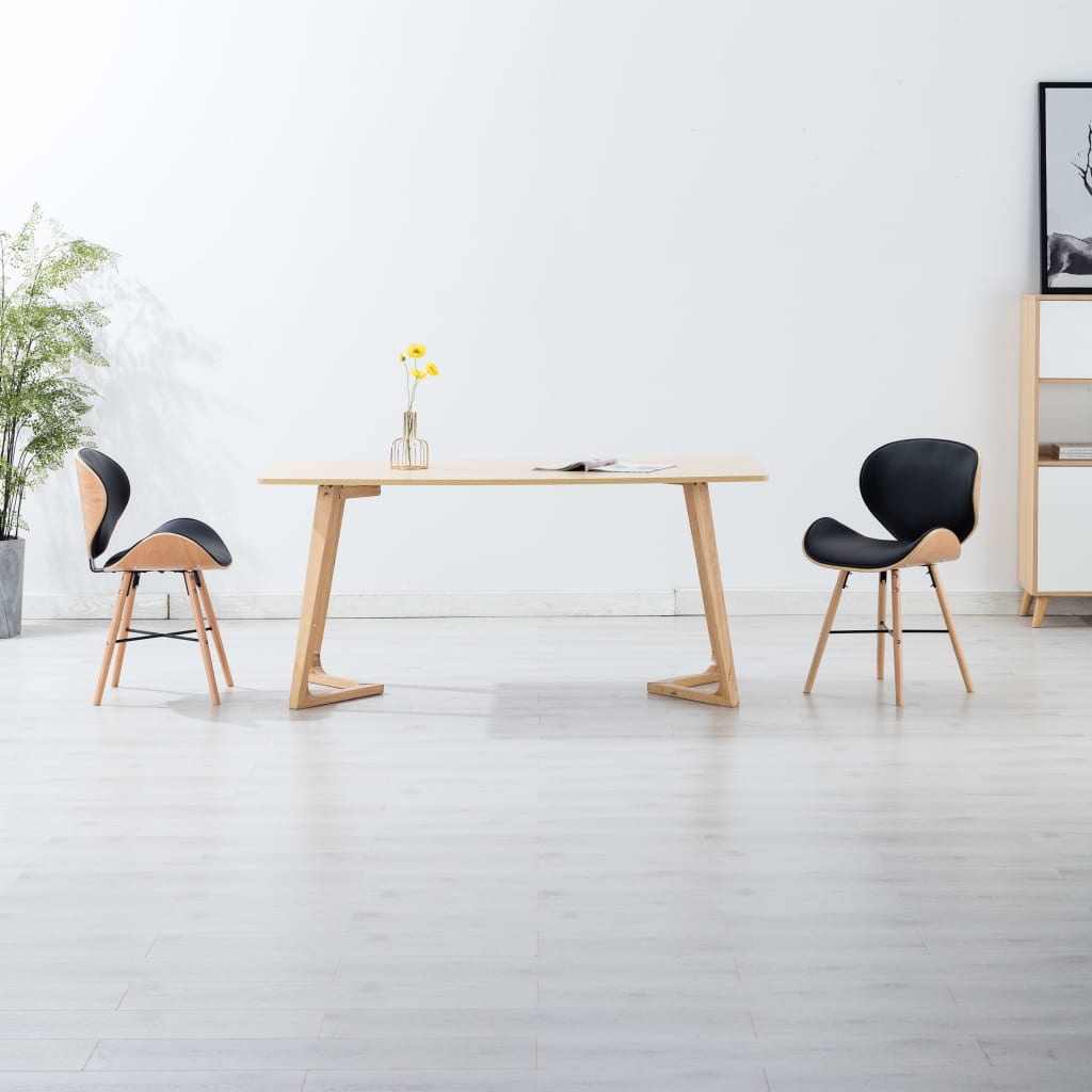 foto del prodotto sedie da pranzo 2 pz nere in similpelle e legno curvato cod mxl 29705
