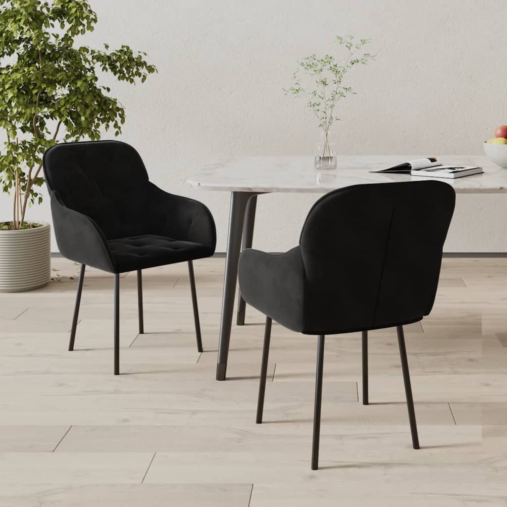 foto del prodotto sedie da pranzo 2 pz nere in velluto cod mxl 66174
