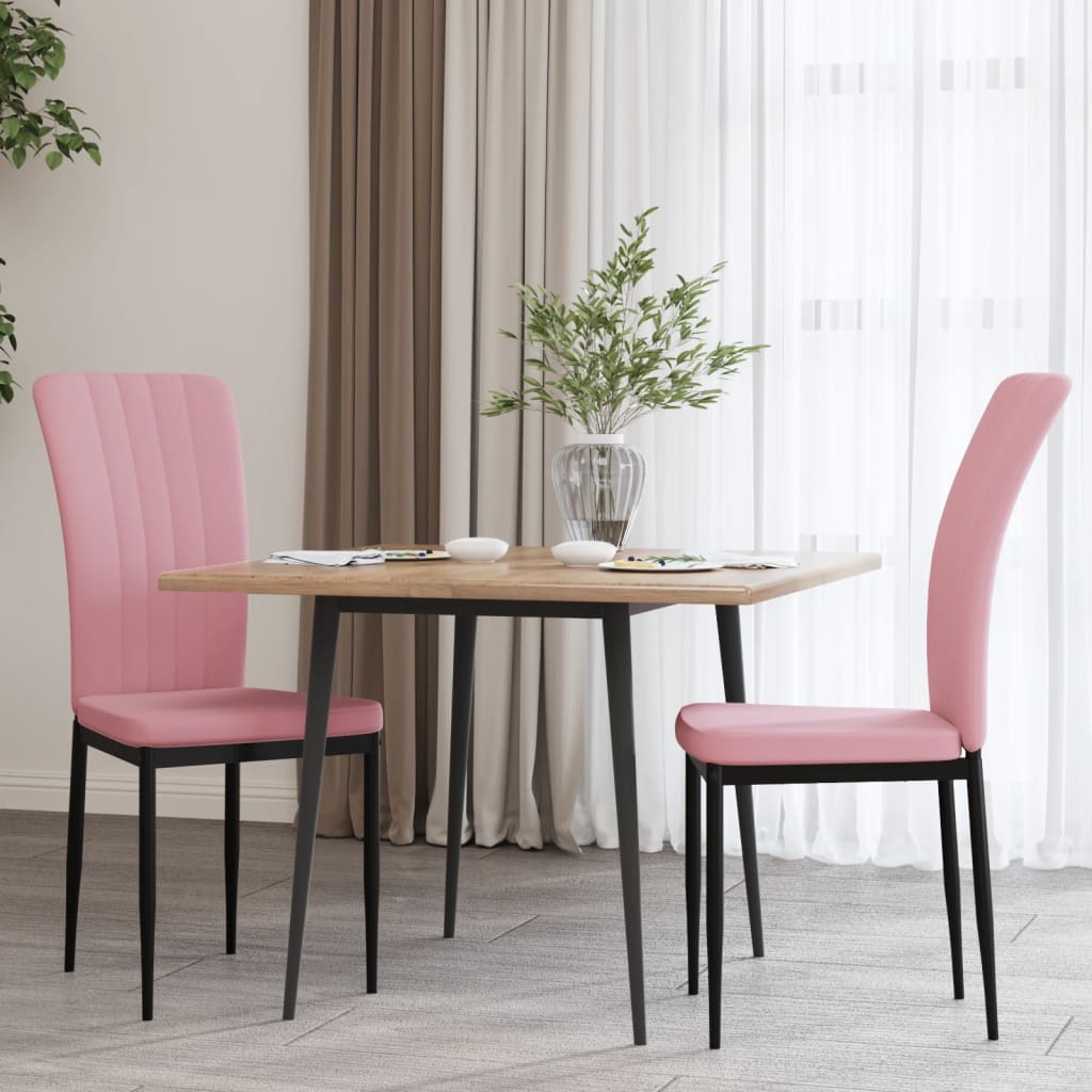 foto del prodotto sedie da pranzo 2 pz rosa in velluto cod mxl 14183