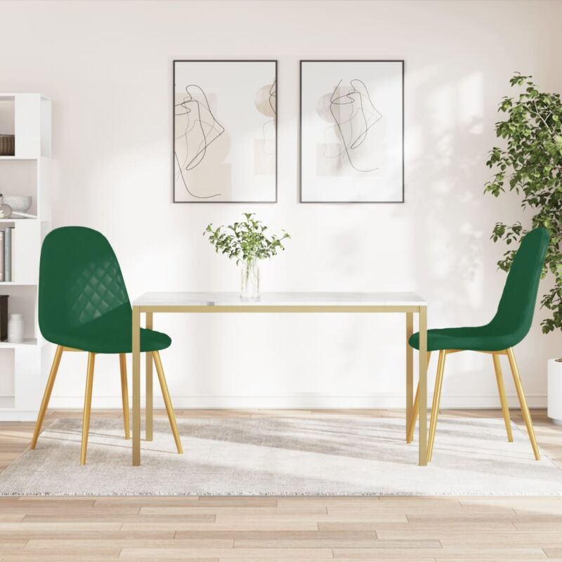 foto del prodotto sedie da pranzo 2 pz verde scuro in velluto vidaxl
