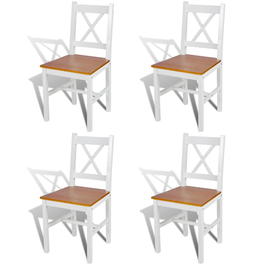 foto del prodotto sedie da pranzo 4 pz bianche in legno di pino cod mxl 14424