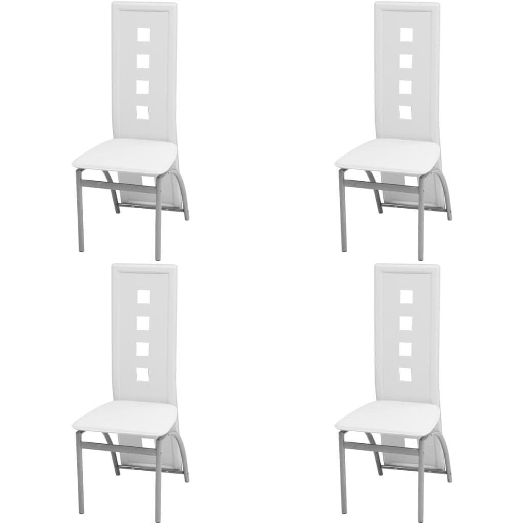 foto del prodotto sedie da pranzo 4 pz bianche in similpelle cod mxl 31526