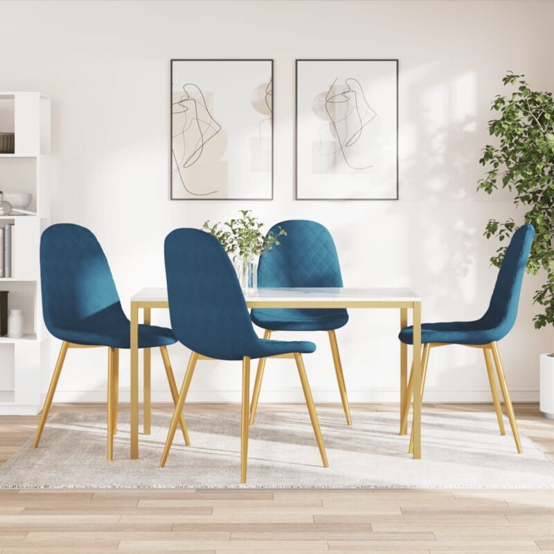 foto del prodotto sedie da pranzo 4 pz blu in velluto vidaxl