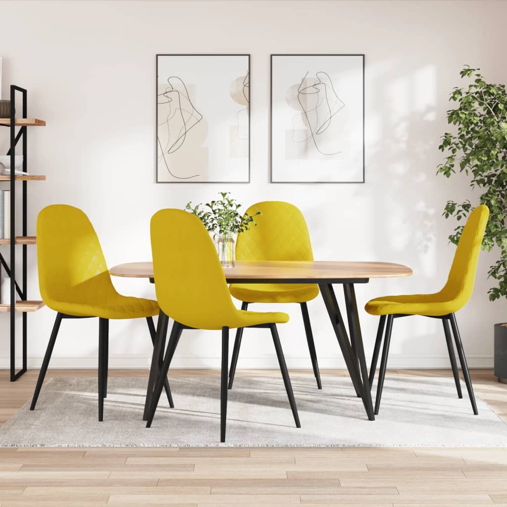 foto del prodotto sedie da pranzo 4 pz giallo senape in velluto