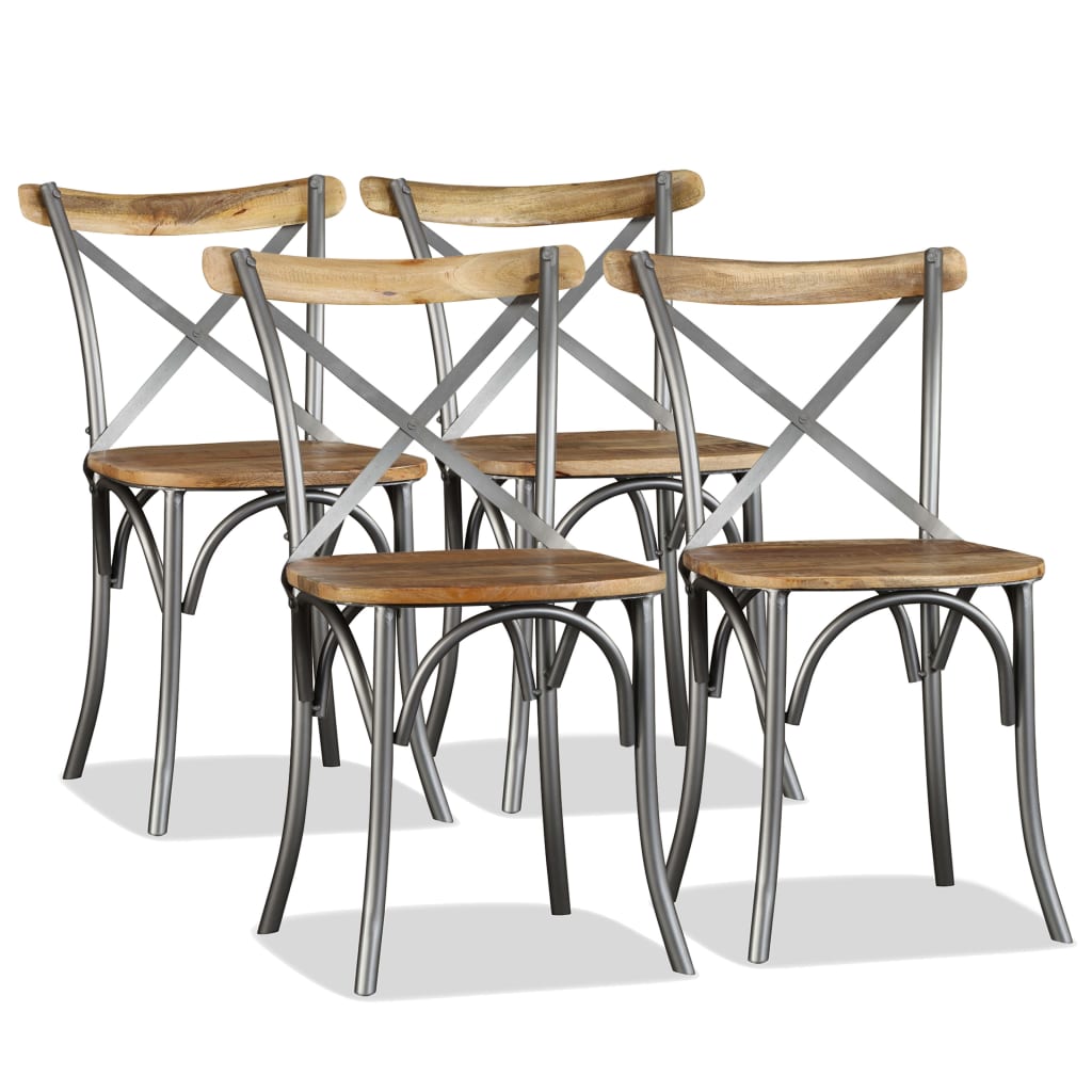 foto del prodotto sedie da pranzo 4 pz legno massello di mango schienale acciaio cod mxl 8698
