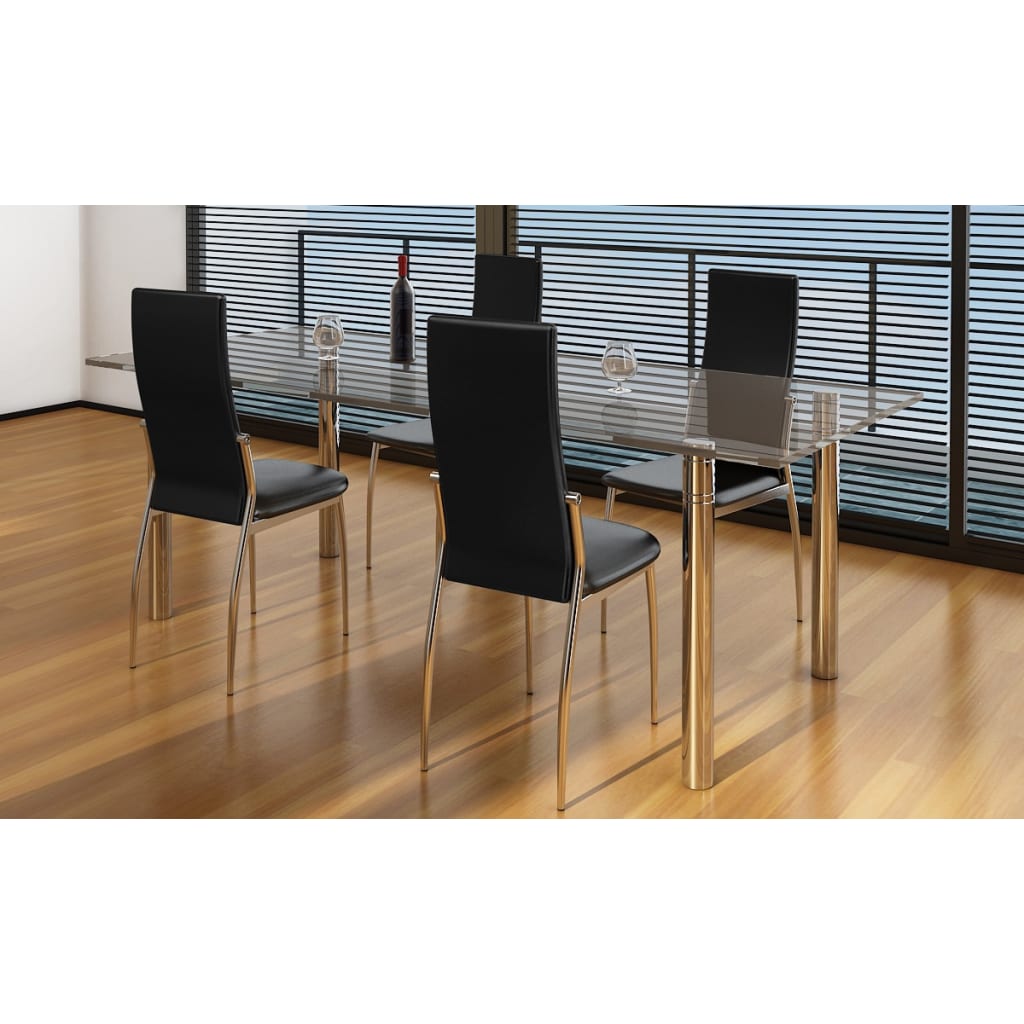 foto del prodotto sedie da pranzo 4 pz nere in similpelle cod mxl 14018