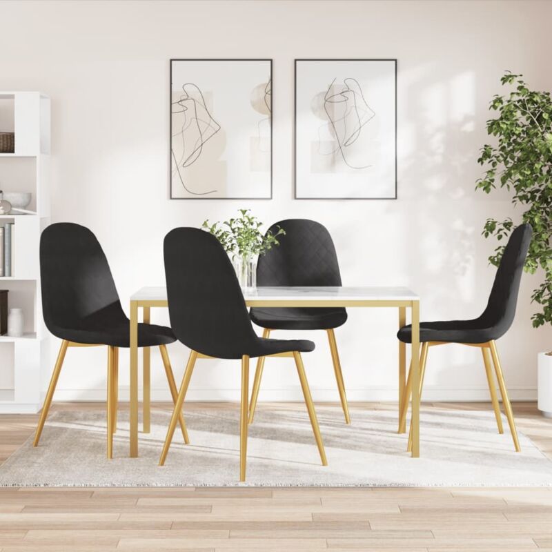foto del prodotto sedie da pranzo 4 pz nere in velluto vidaxl