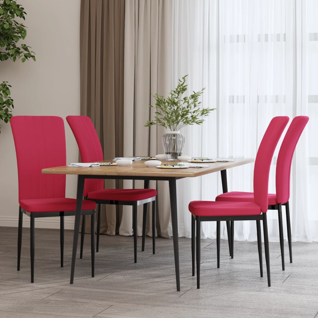 foto del prodotto sedie da pranzo 4 pz rosso vino in velluto cod mxl 14471