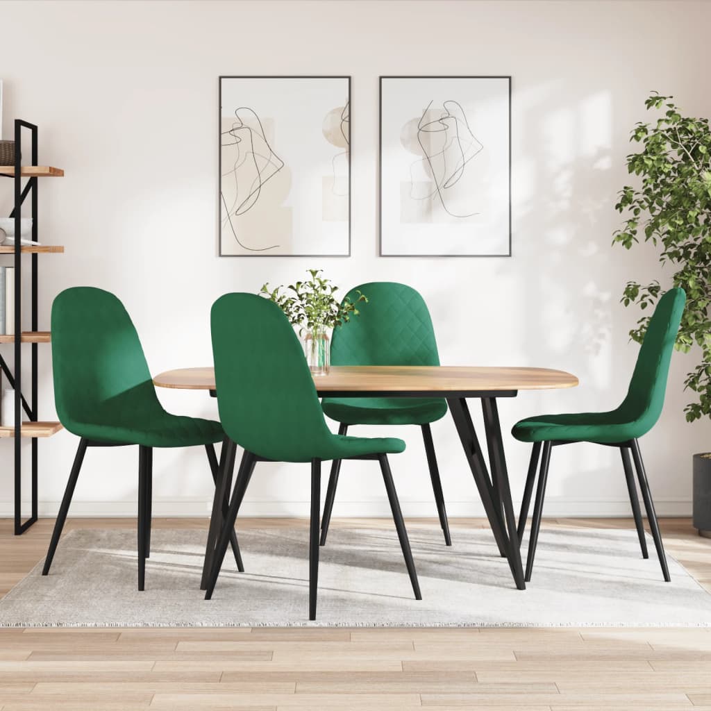 foto del prodotto sedie da pranzo 4 pz verde scuro in velluto