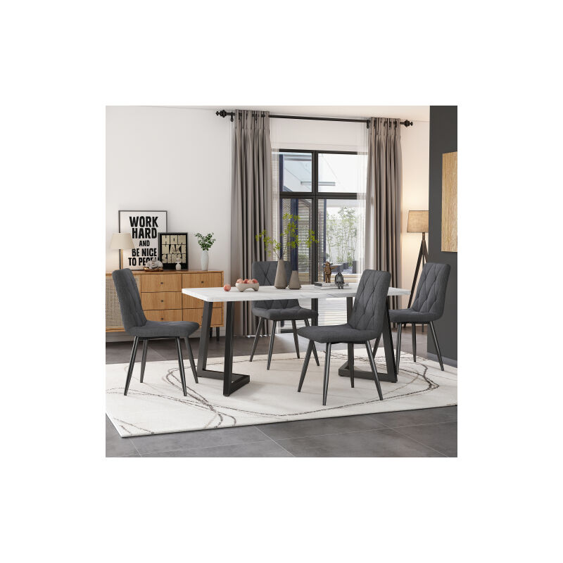 foto del prodotto sedie da pranzo 4 st , grigio scuro, 4 set sedie imbottite sedie di design, sedie da pranzo in lino twill, sedie da cucina con schienale, sedili con