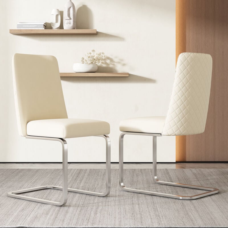 foto del prodotto sedie da pranzo 45x52x88cm, sedie cucina, sedia da ufficio, gambe in metallo argentato, velluto, beige, 2 pezzi