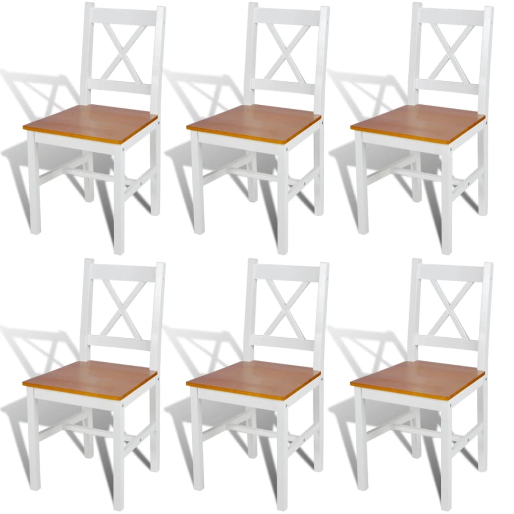 foto del prodotto sedie da pranzo 6 pz bianche in legno di pino cod mxl 31501