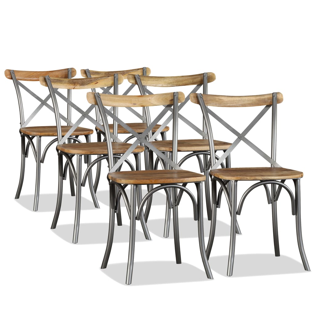 foto del prodotto sedie da pranzo 6 pz legno massello di mango schienale acciaio cod mxl 76333