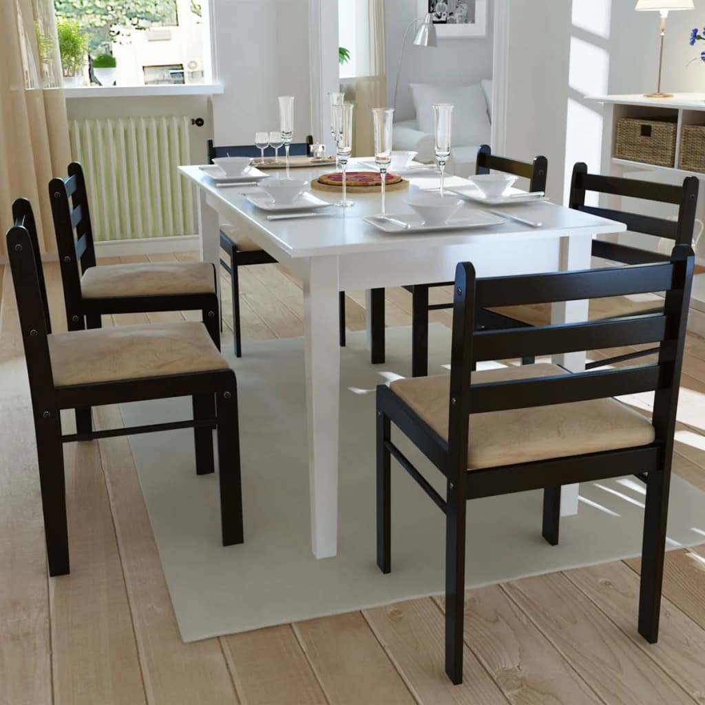 foto del prodotto sedie da pranzo 6 pz marroni in legno massello e velluto cod mxl 15179