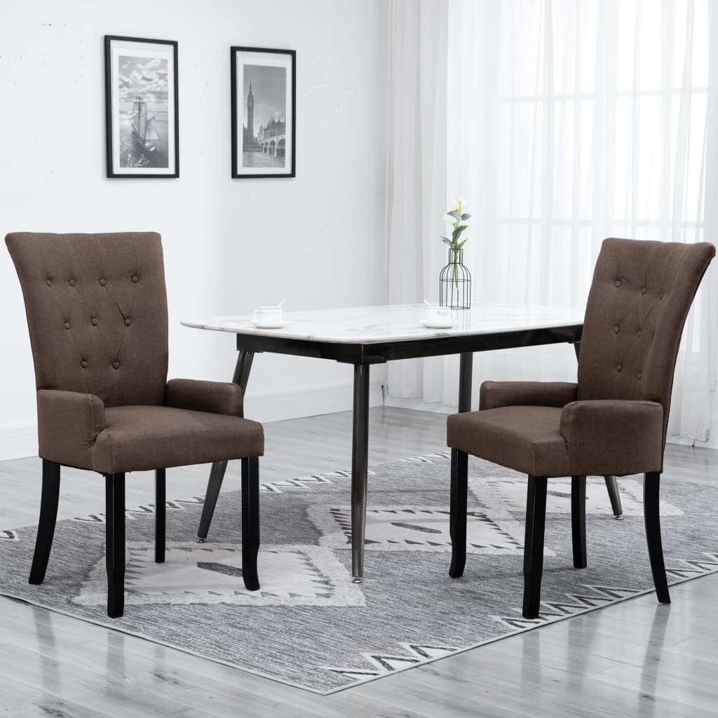 foto del prodotto sedie da pranzo con braccioli 2 pz marroni in tessuto cod mxl 68128
