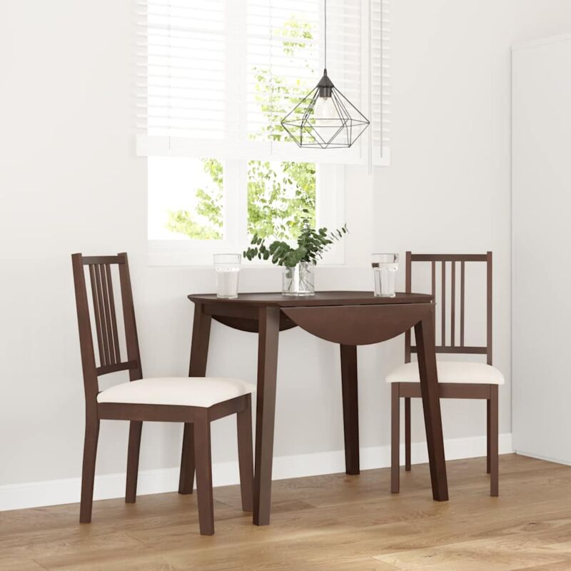 foto del prodotto sedie da pranzo con cuscini 2pz marrone legno massello di hevea vidaxl