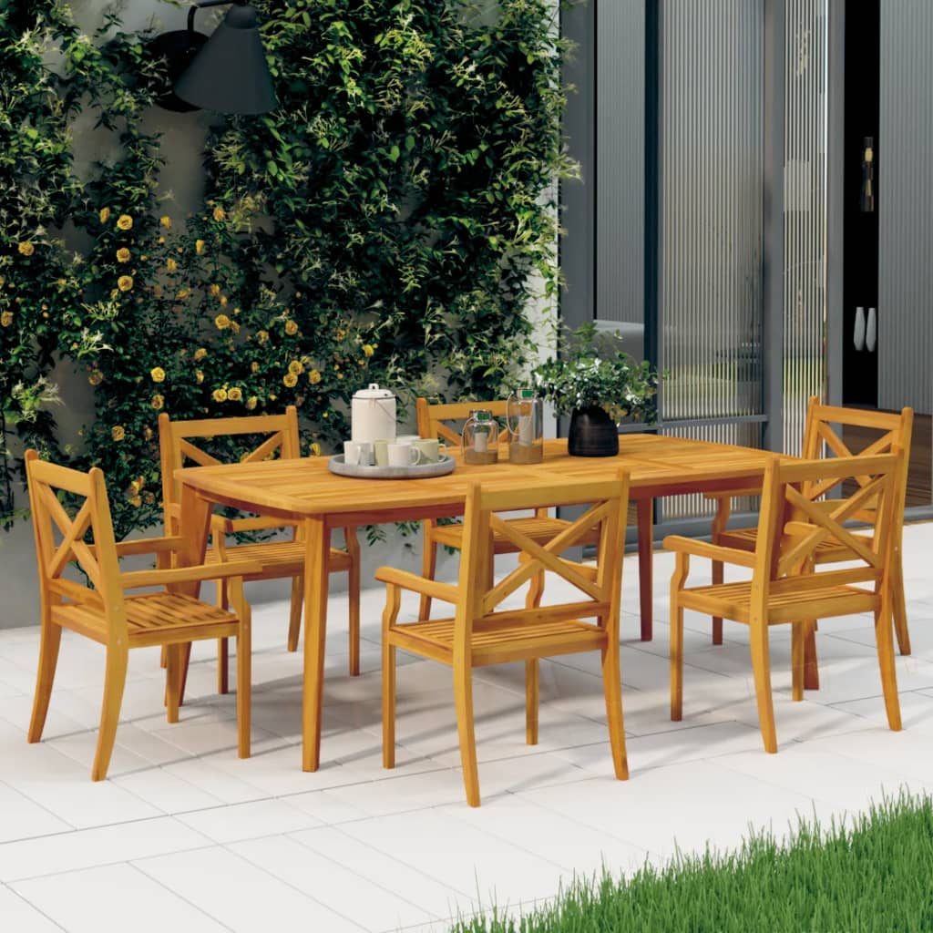 foto del prodotto sedie da pranzo da esterni 6 pz in legno massello di acacia cod mxl 16515