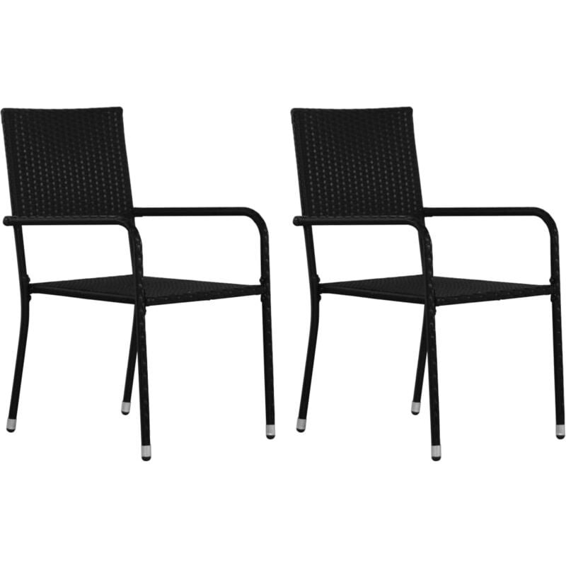 foto del prodotto sedie da pranzo da giardino 2pz impilabili nere in polyrattan vidaxl