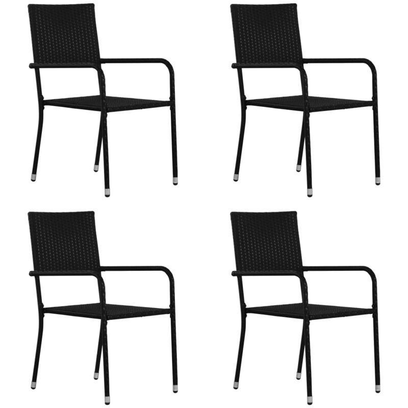 foto del prodotto sedie da pranzo da giardino 4pz impilabili nere in polyrattan vidaxl