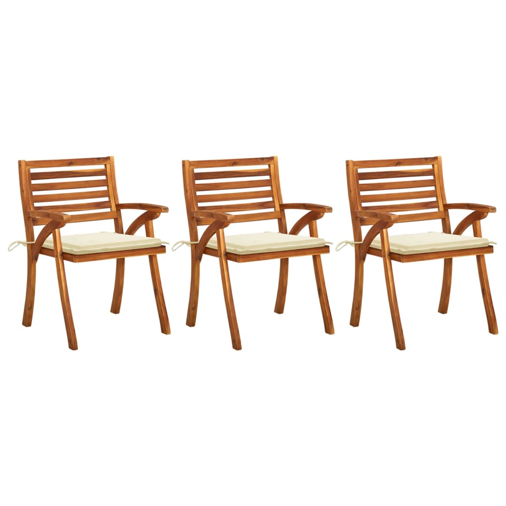 foto del prodotto sedie da pranzo da giardino con cuscini 3 pz massello di acacia cod mxl 7066