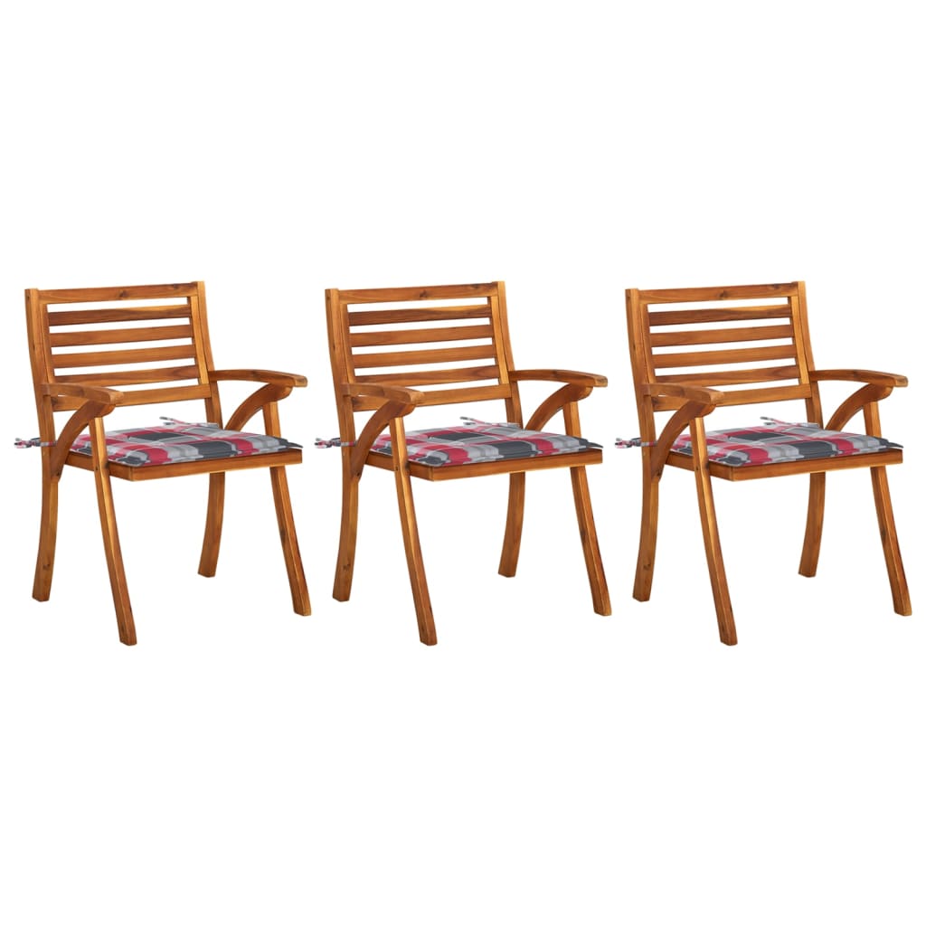 foto del prodotto sedie da pranzo da giardino con cuscini 3 pz massello di acacia cod mxl 7086