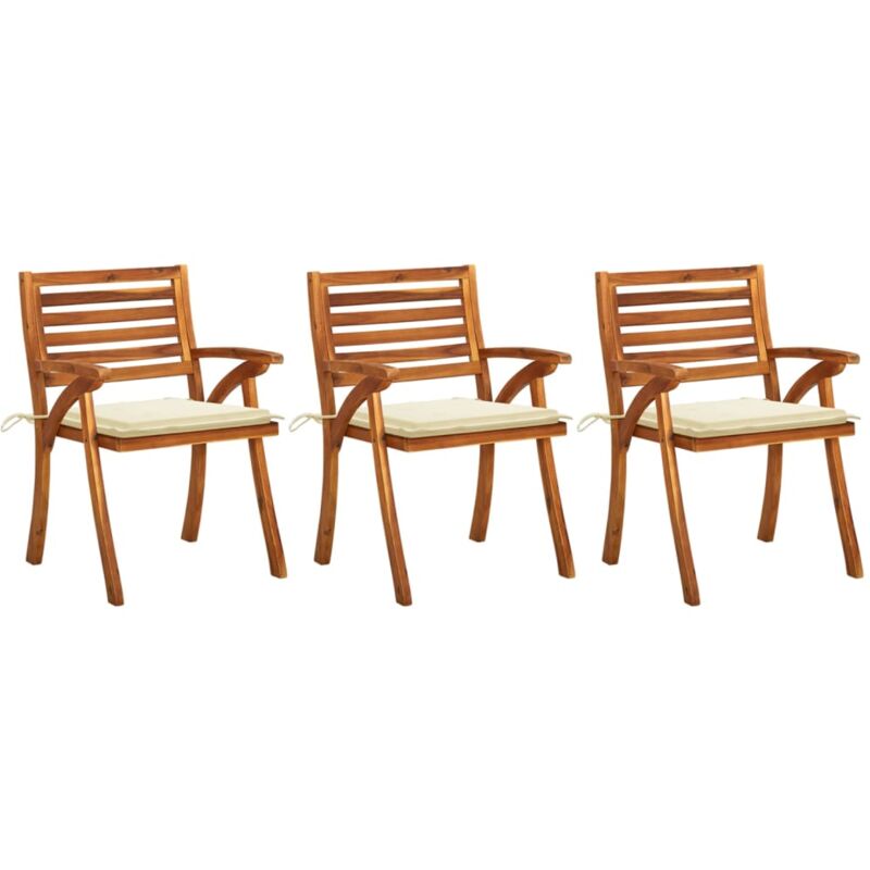 foto del prodotto sedie da pranzo da giardino con cuscini 3 pz massello di acacia vidaxl
