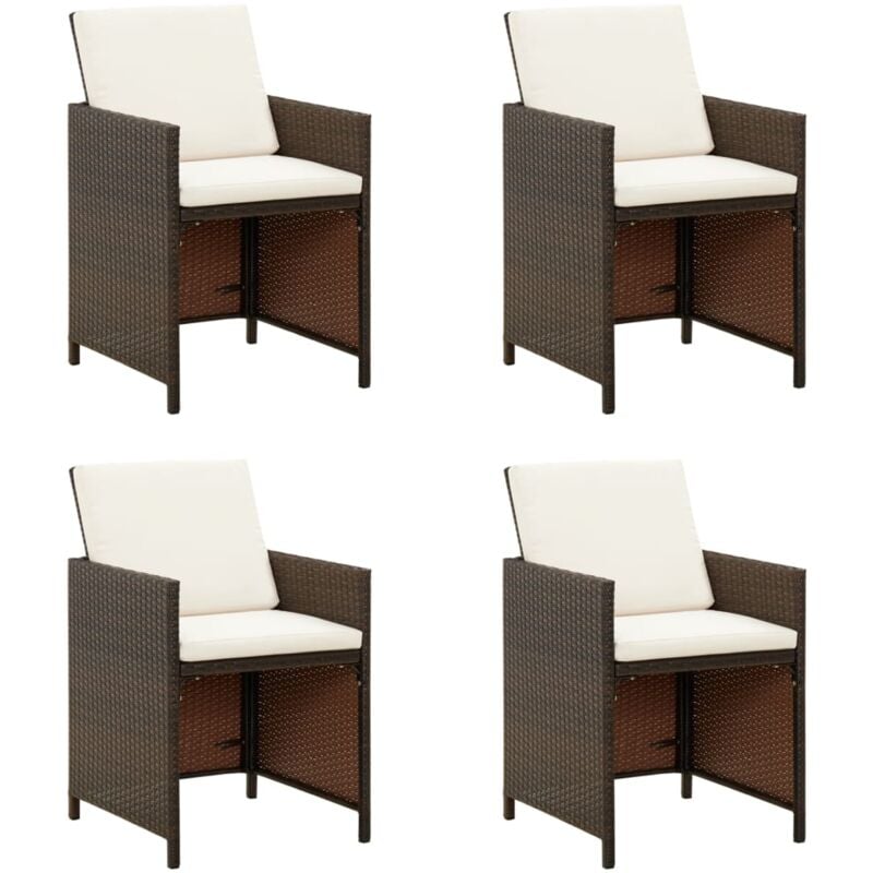 foto del prodotto sedie da pranzo da giardino con cuscini 4 pz marrone polyrattan vidaxl