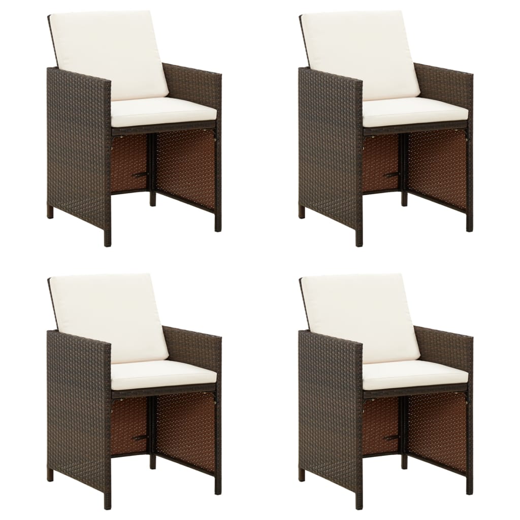 foto del prodotto sedie da pranzo da giardino con cuscini 4 pz marrone polyrattancod mxl 112097