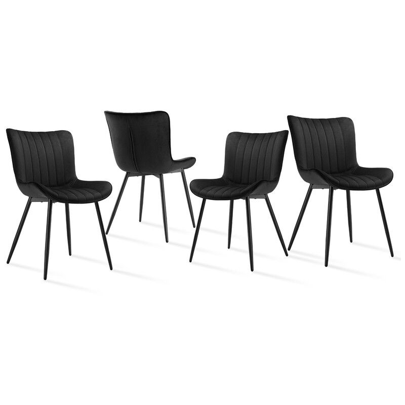 foto del prodotto sedie da pranzo eleganti con design ergonomico e curve morbide, comfort che incontra il lusso sobrio set di 4 nero goeurvant
