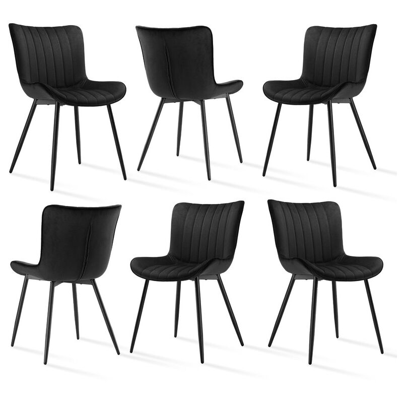 foto del prodotto sedie da pranzo eleganti con design ergonomico e curve morbide, comfort che incontra il lusso sobrio set di 6 nero goeurvant