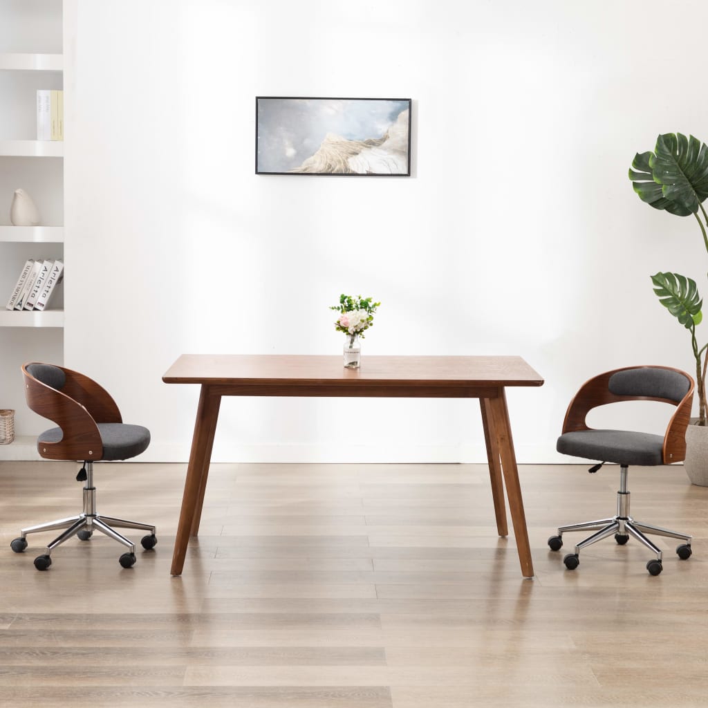 foto del prodotto sedie da pranzo girevoli 2 pz grigie in legno curvo e tessuto cod mxl 5593