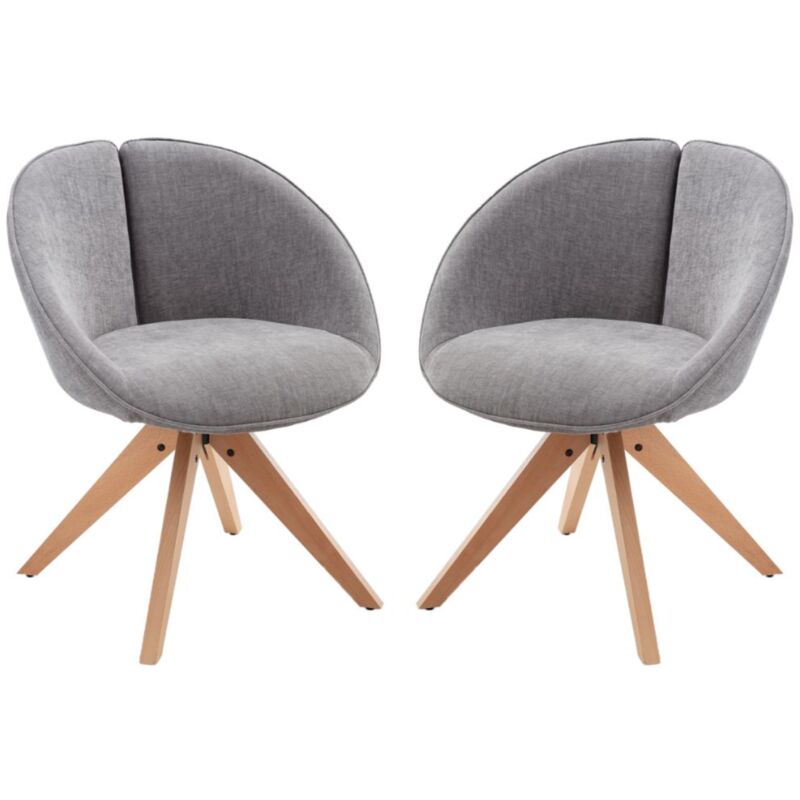 foto del prodotto sedie da pranzo in tessuto set di 2 sedia cucina girevole sedia imbottita con gambe in legno per sala da pranzo, grigio, chairus