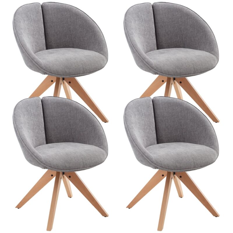foto del prodotto sedie da pranzo in tessuto set di 4 sedia cucina girevole sedia imbottita con gambe in legno per sala da pranzo, grigio, chairus