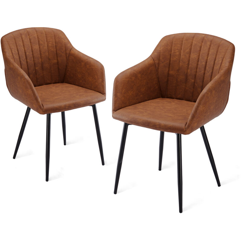 foto del prodotto sedie da pranzo minimaliste con seduta ampia e braccioli ergonomici, combinazione di comfort ed eleganza set di 2 marrone goeurvant