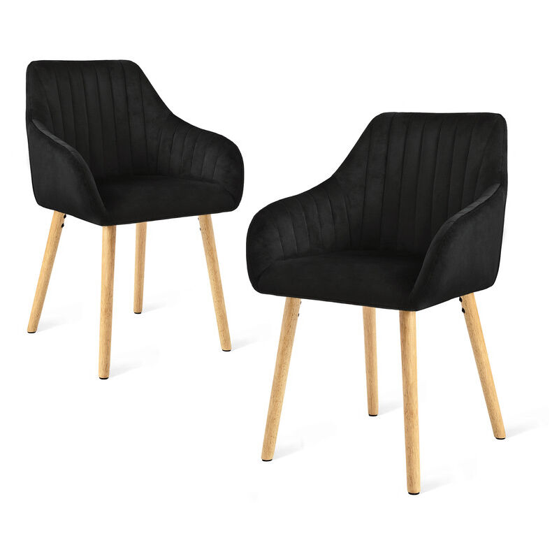 foto del prodotto sedie da pranzo minimaliste con supporto lombare comodo, braccioli ergonomici e gambe in legno robuste set di 2 nero goeurvant